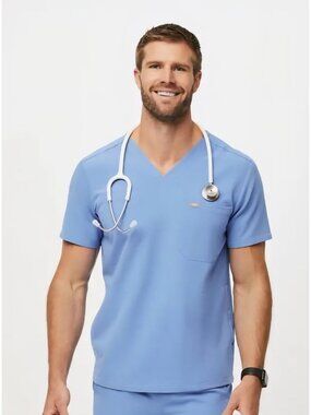 Figs Shirt Mens XXL Ceil Blue Chisec Technical Collection Stretch